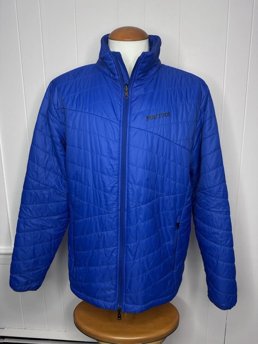 Marmot Mens L Blue Insulated Lightweight Quilted Puffer Jacket Full Zip M84200